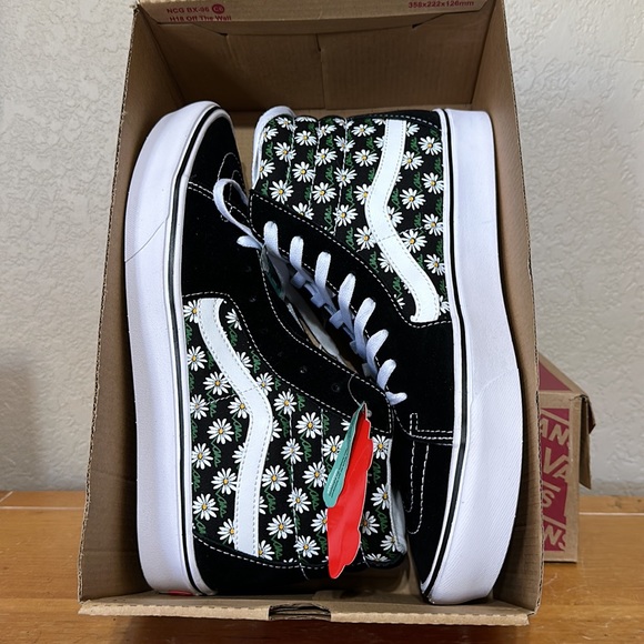 Vans Sk8 hi Comfycush scribble Flower daisy black men’s size 12 - Picture 8 of 10